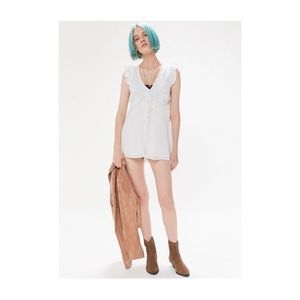 Urban Outfitters Pants - UO Anya Eyelet Button-Front Romper Urban Outfitters Pants - UO Anya Eyelet Button-Front Romper